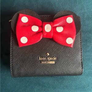 Kate Spade  Black Wallet with Red Polka Dot Bow